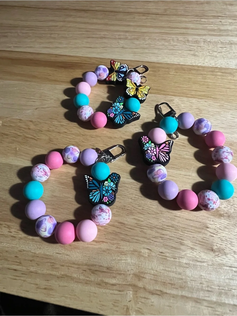 Butterfly Beaded Pacifier Clip - Pink, Purple, Teal B190
